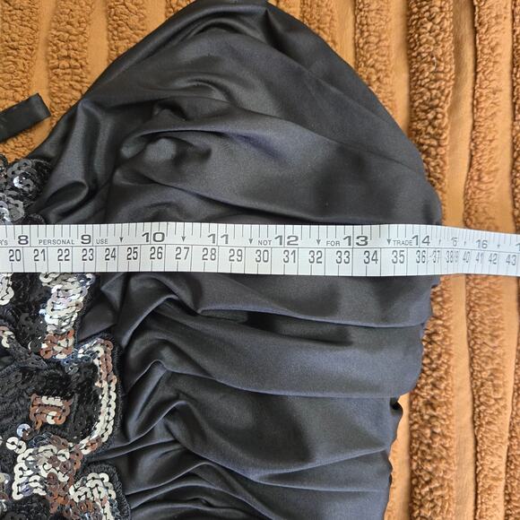 Alyce Designs Vtg 80s Whimsigoth Fairy Ruched Taffeta Sequins Drop Waist Gown 8 - Picture 10 of 12